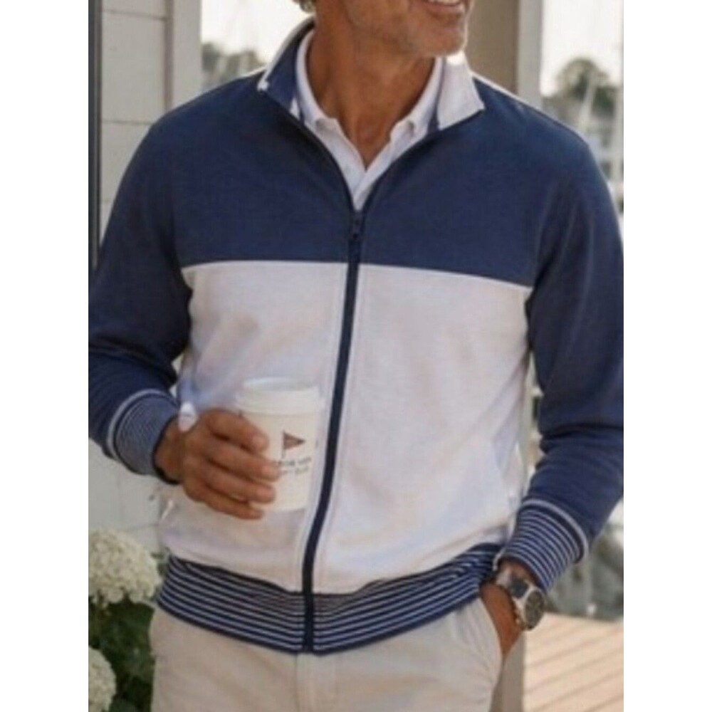 Bullock & Jones XL Zip Up Sweatshirt Blue White Colorblock L/S Full Zip Jacket